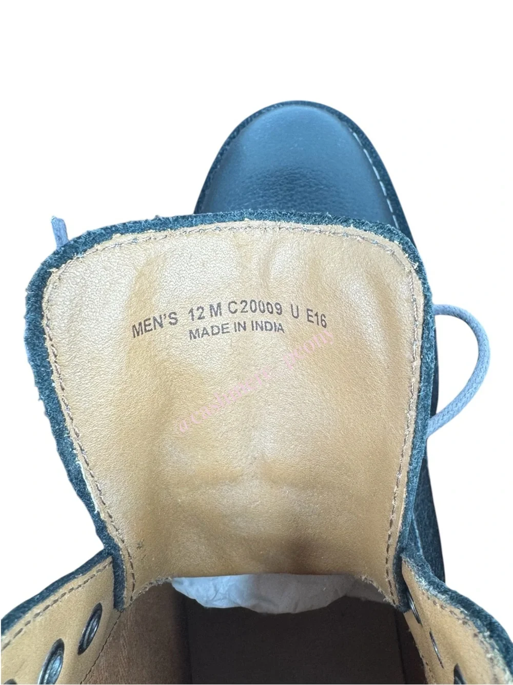 Cole Haan Black Leather Canton Stitch Cap-Toe Boots Mens Size 12